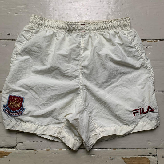 West Ham United Vintage Fila White Shorts