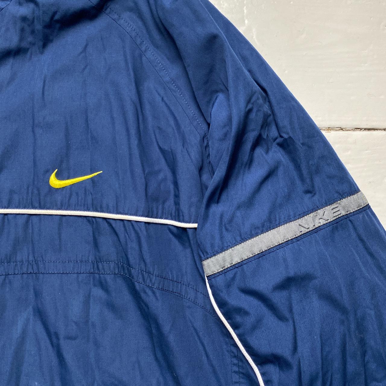 Nike Vintage y2k Swoosh Navy and Yellow Swoosh Shell Tracksuit Jacket