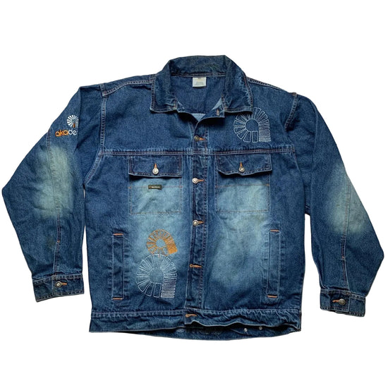 Akademiks Vintage Navy Stonewash Denim Jacket (XL)