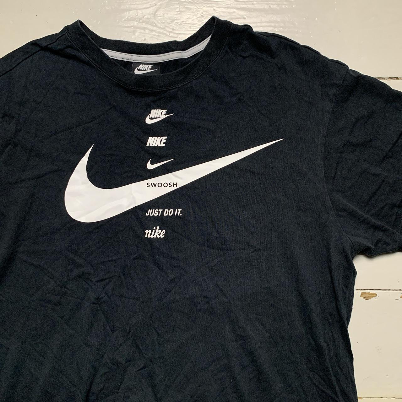 Nike Big swoosh Oversized cropped T Shirt Womens Black and White