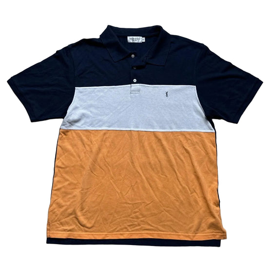 Yves Saint Laurent Multi Colour Navy White and Orange Vintage Polo Shirt (2XL)