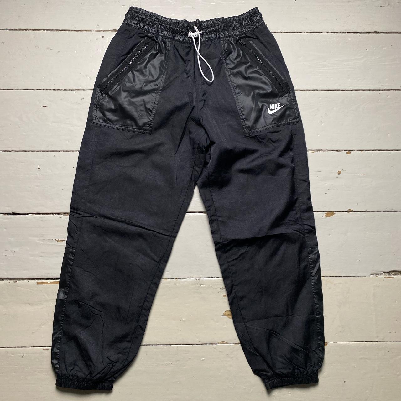 Nike Swoosh Black and White Baggy Cargo Type Track Pant Bottoms