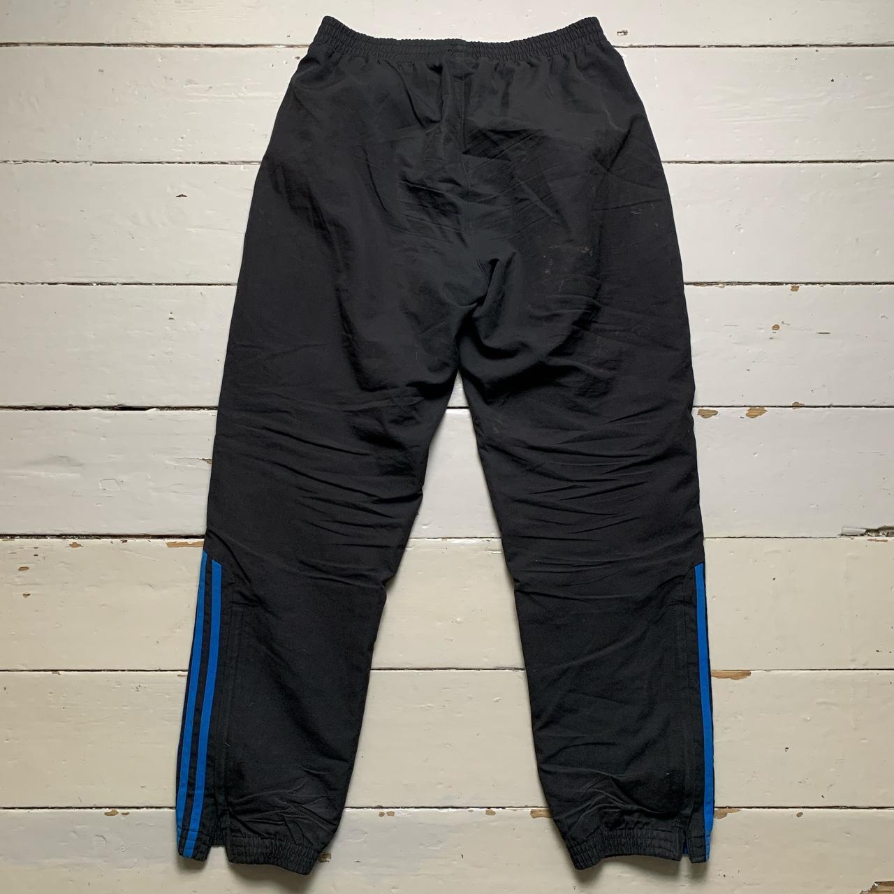 Adidas Black and Blue Baggy Shell Bottoms