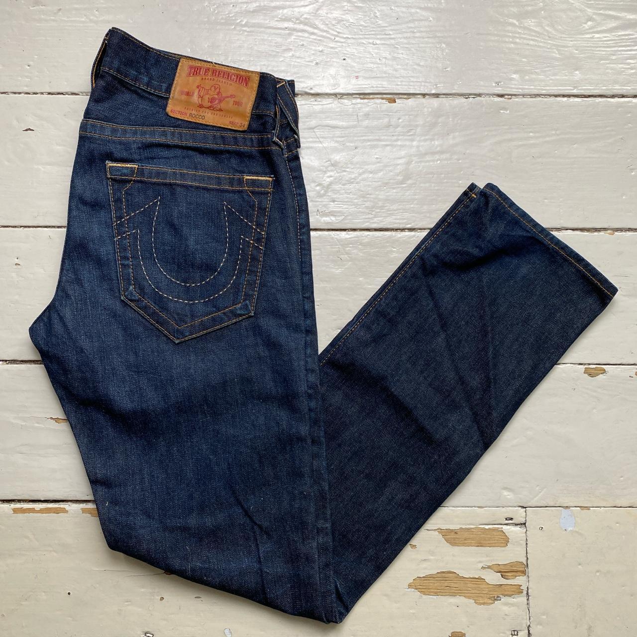 True Religion Rocco Navy and Gold Stitch Jeans