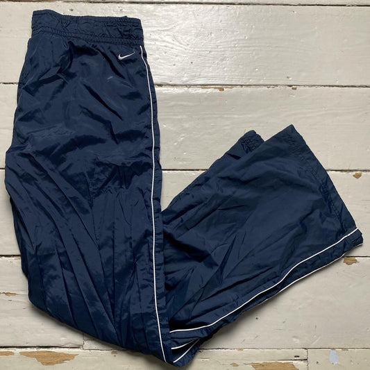 Nike Athletic Department Vintage Navy and White Shell Trackpant Bottoms