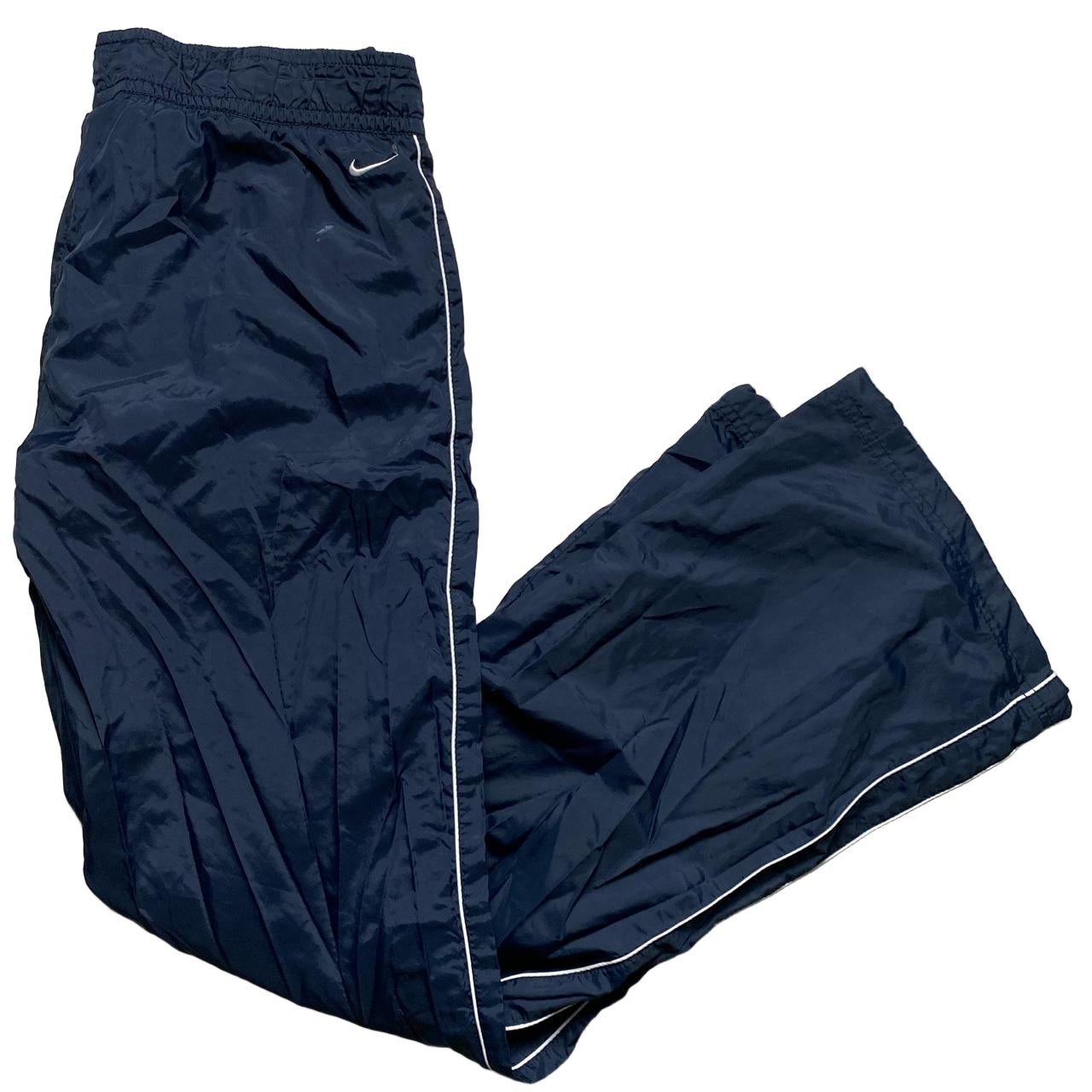Nike Athletic Department Vintage Navy and White Shell Trackpant Bottoms (M)