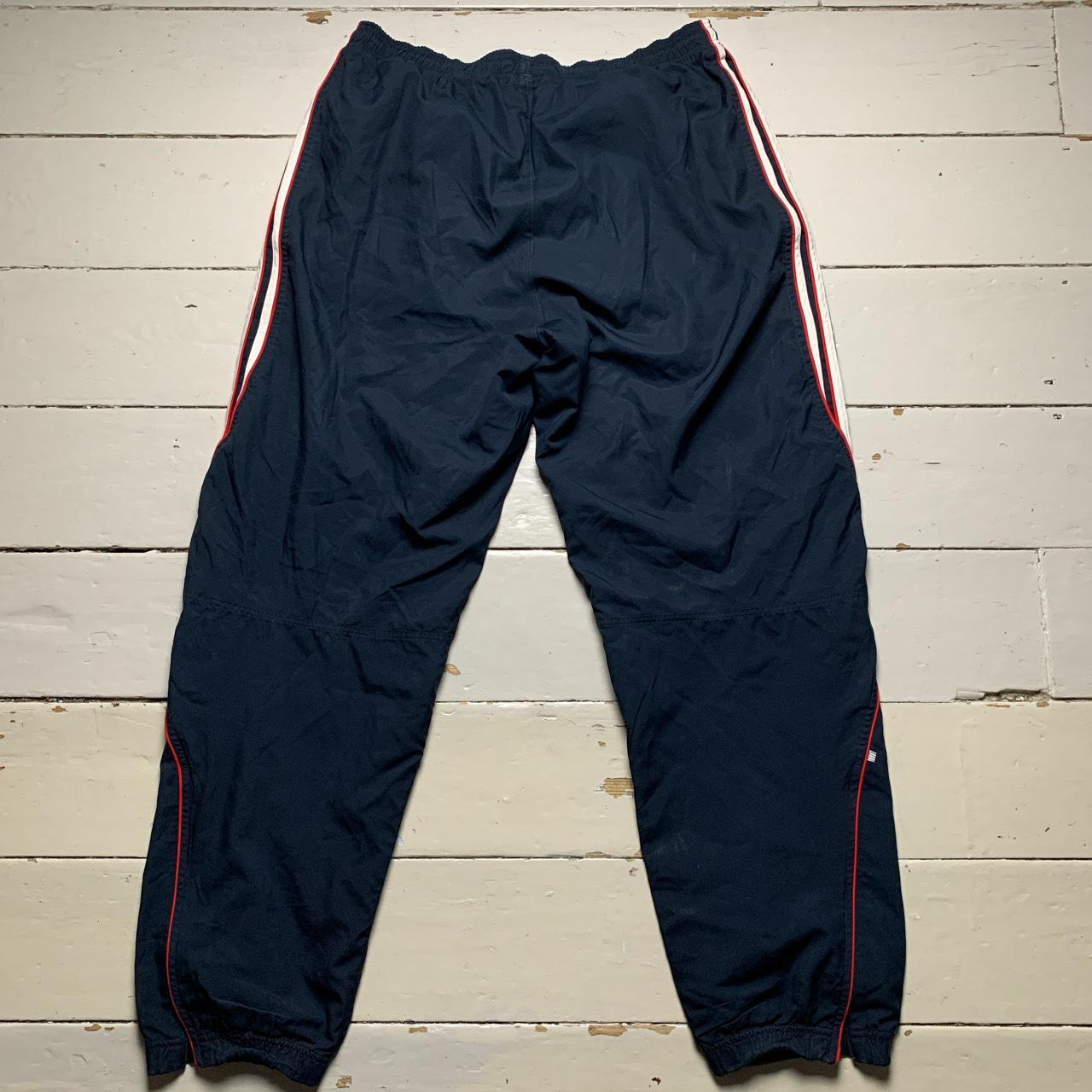 Adidas Baggy Vintage Shell Track Pant Bottoms Navy White and Red