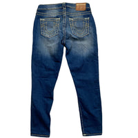 True Religion Halle Womens Blue and Big Yellow Stitch Jeans (27W)