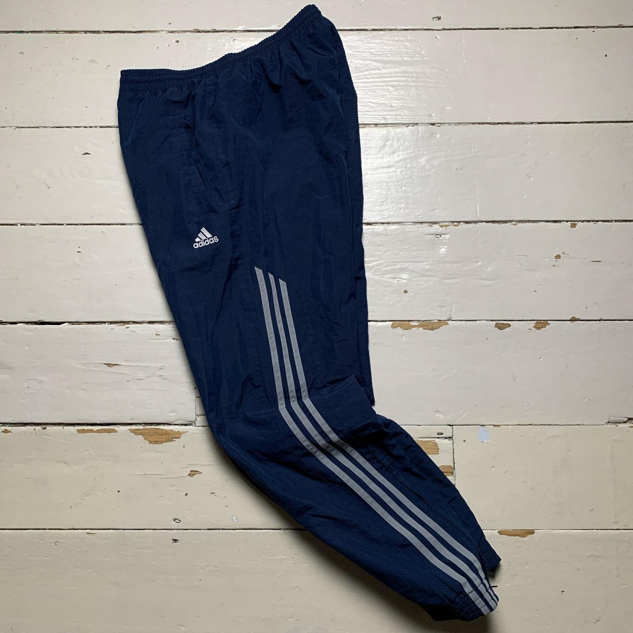 Adidas Baggy Shell Bottoms Navy and Grey Stripes