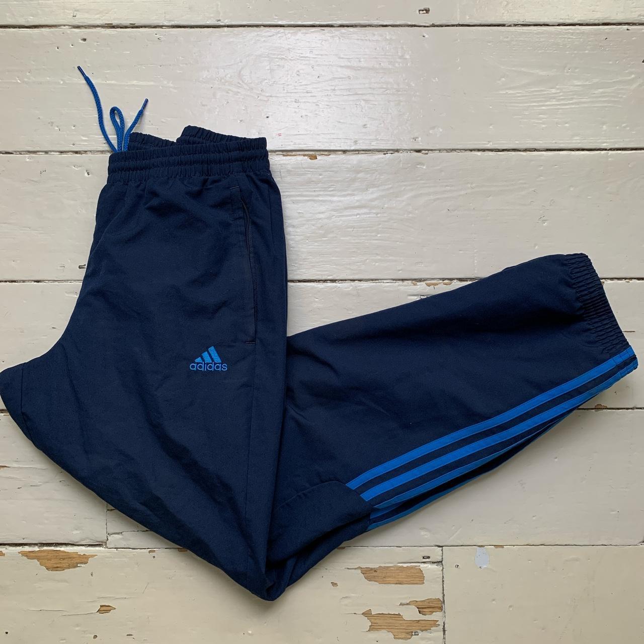 Adidas Navy and Blue Baggy Shell Bottoms