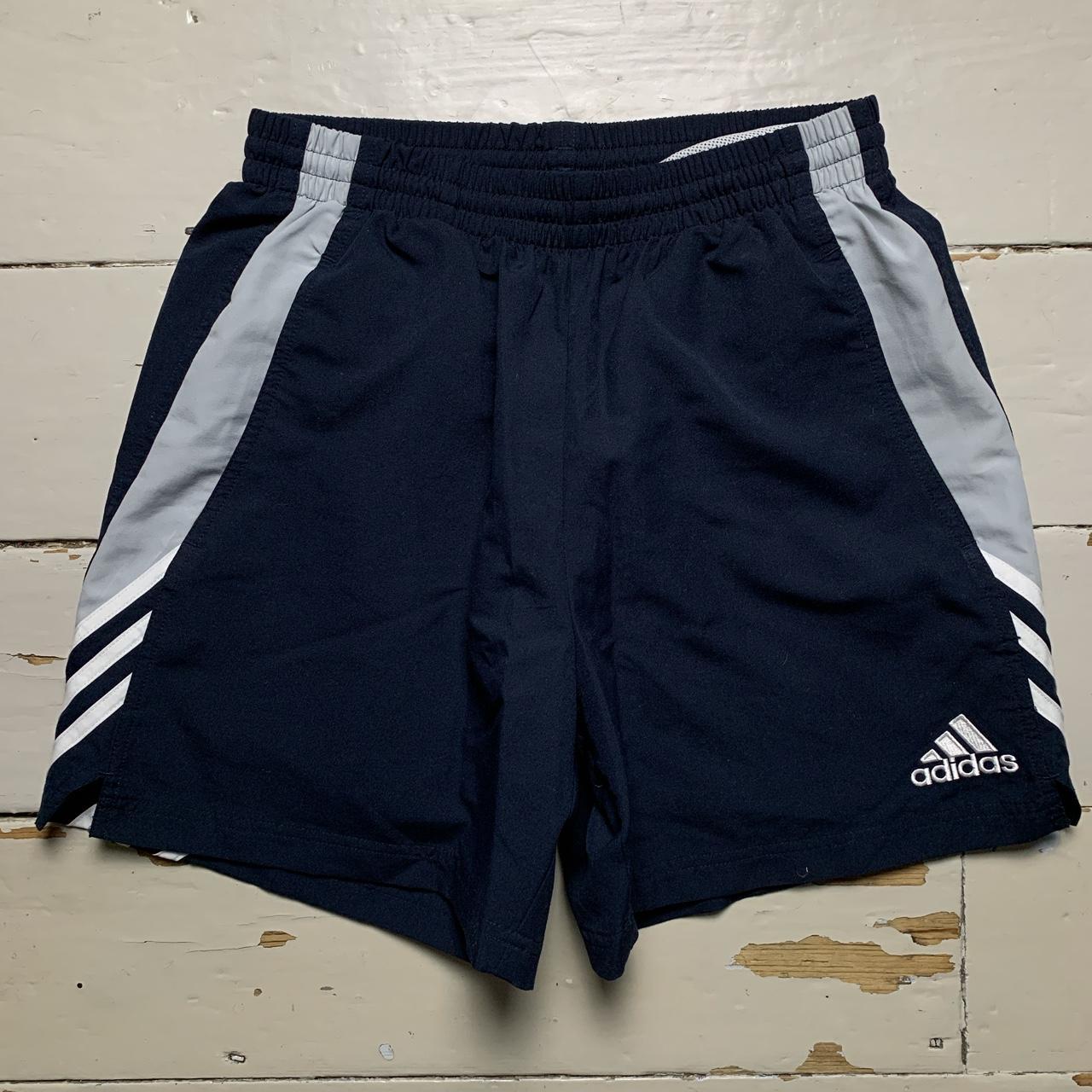 Adidas Vintage Swim Shell Track Pant Shorts Navy Grey and White