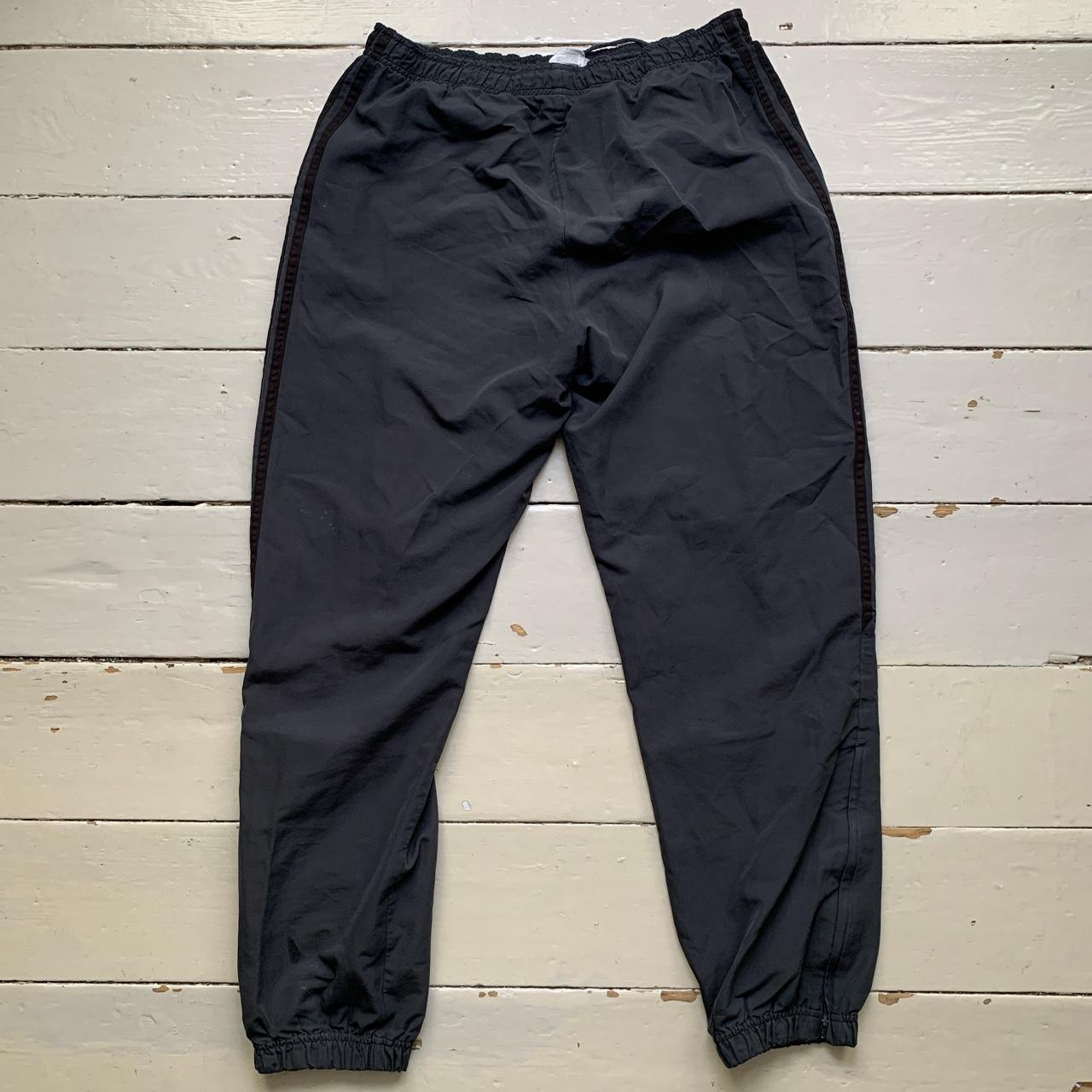 Adidas Grey and Black Baggy Shell Bottoms