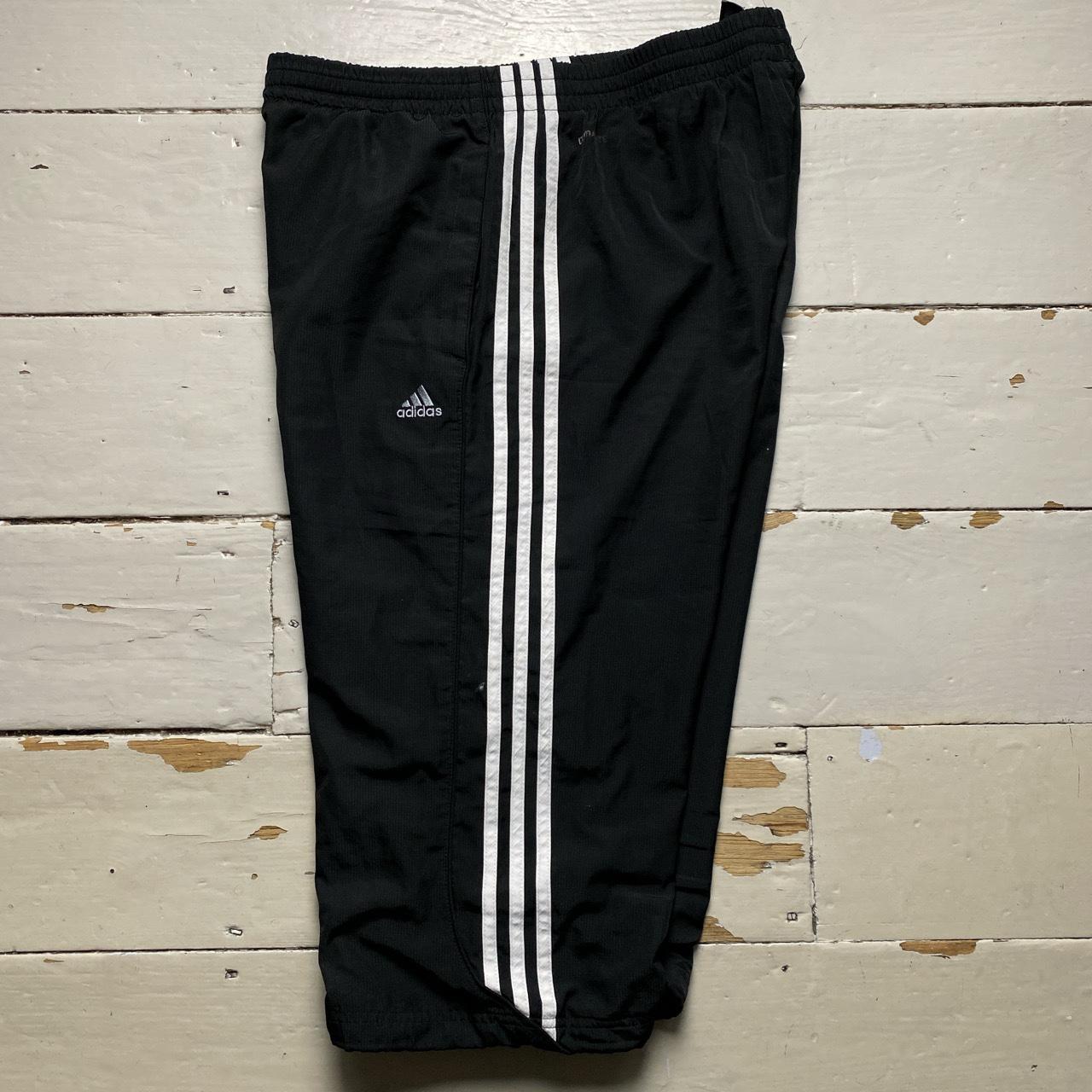 Adidas Black and White 3 Stripe Shell Trackpant Shorts