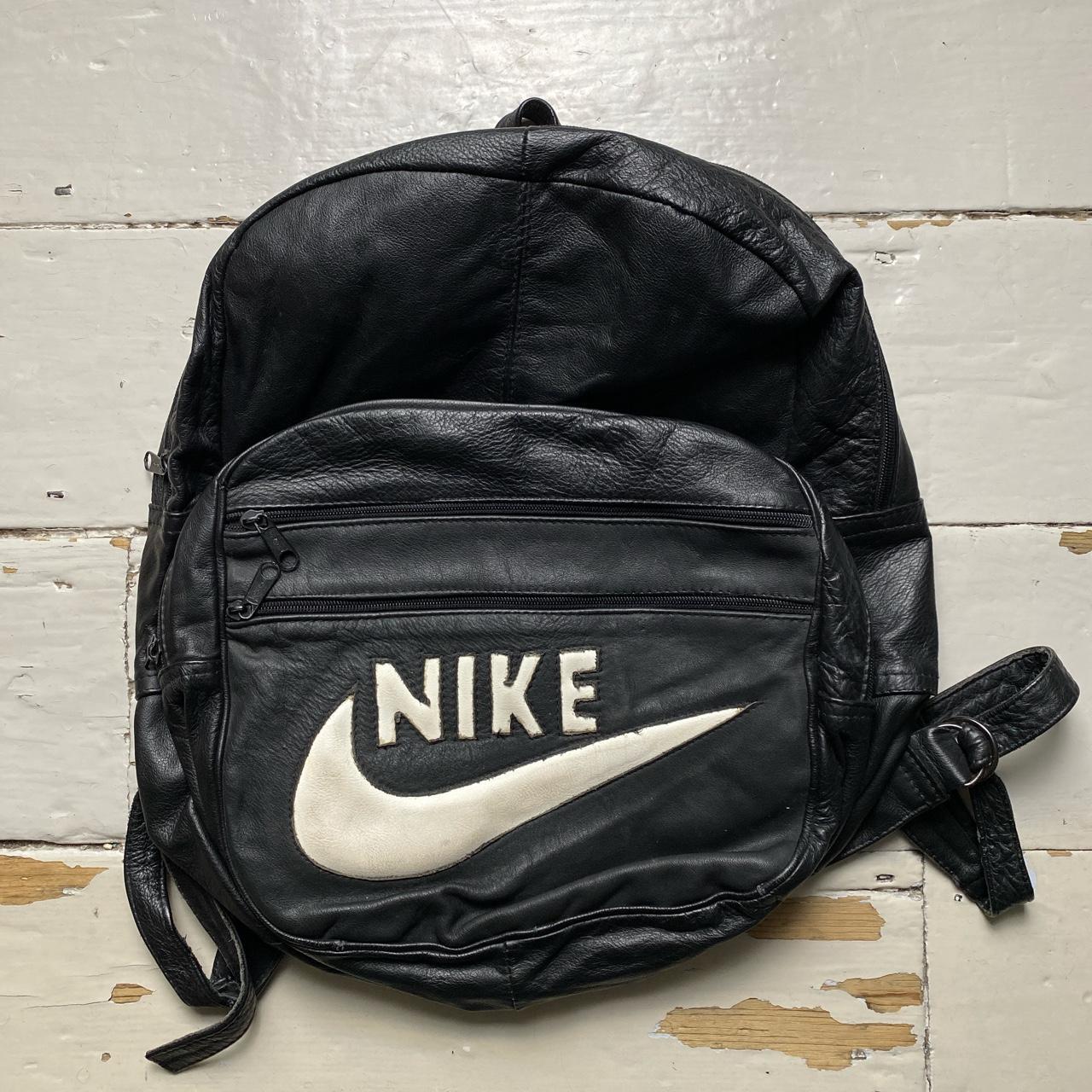 Nike Vintage Custom Leather Black and White Backpack Bag