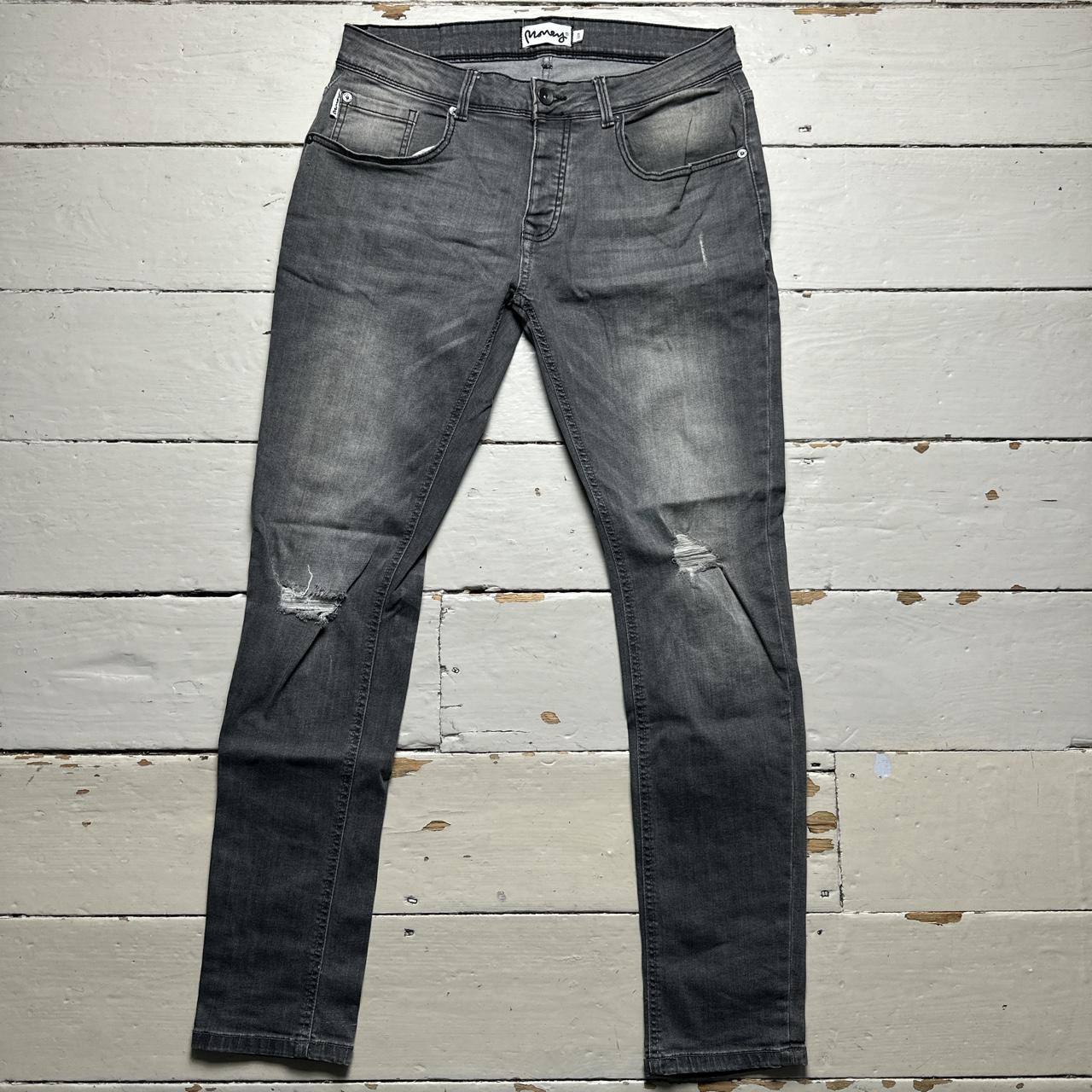 Money Clothing Jeans Grey Distressed