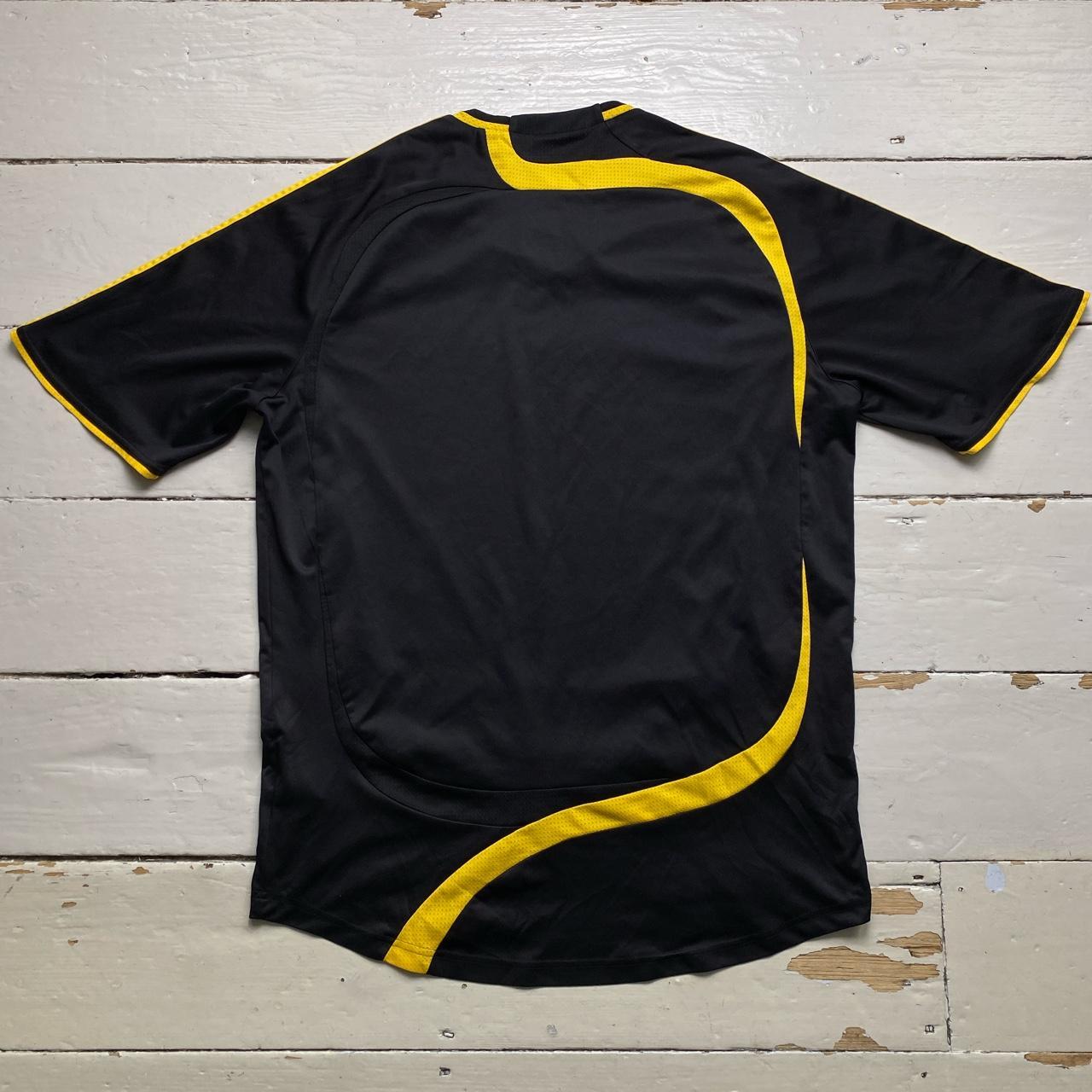 Adidas Black and Yellow Vintage Football Jersey