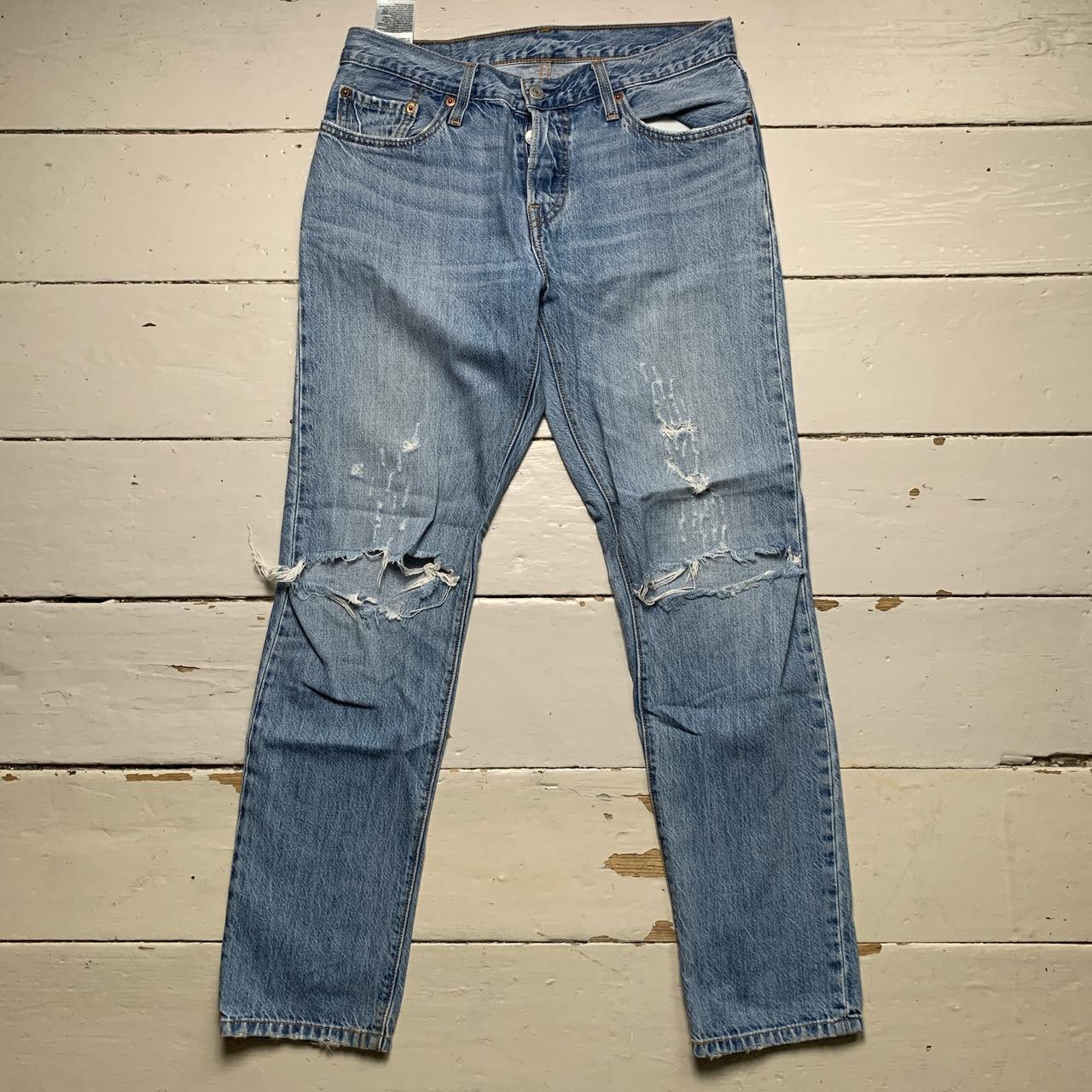 Levis 501 CT Light Blue Distressed Jeans