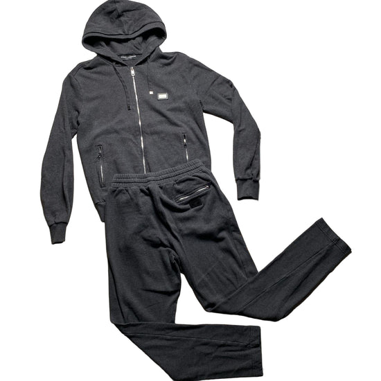 Dolce & Gabbana Grey Full Tracksuit with Silver Plaque (S)