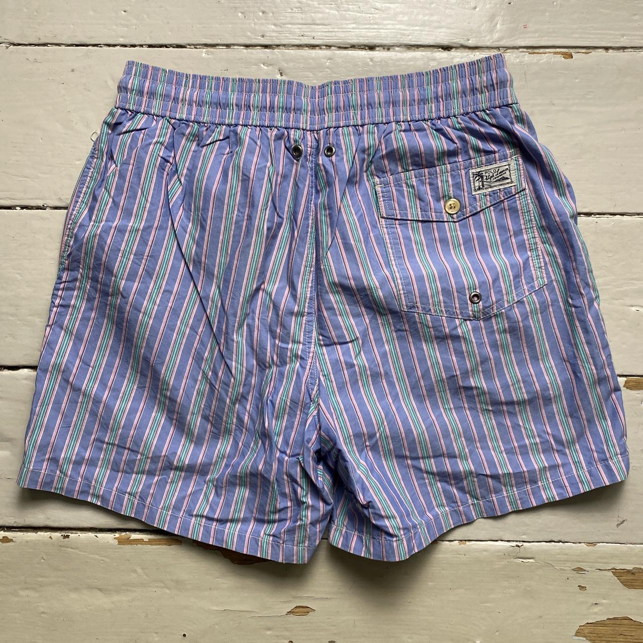 Polo Ralph Lauren Swim Trunk Shorts Purple Pink and Green Stripes