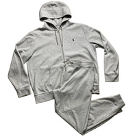 Ralph Lauren Polo Heather Grey and Black Pony Newer Season Full Tracksuit  (L/XL)