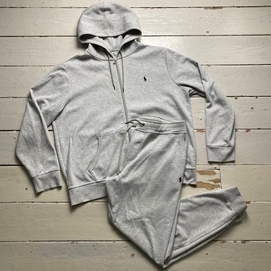 Ralph Lauren Polo Heather Grey and Black Pony Newer Season Full Tracksuit