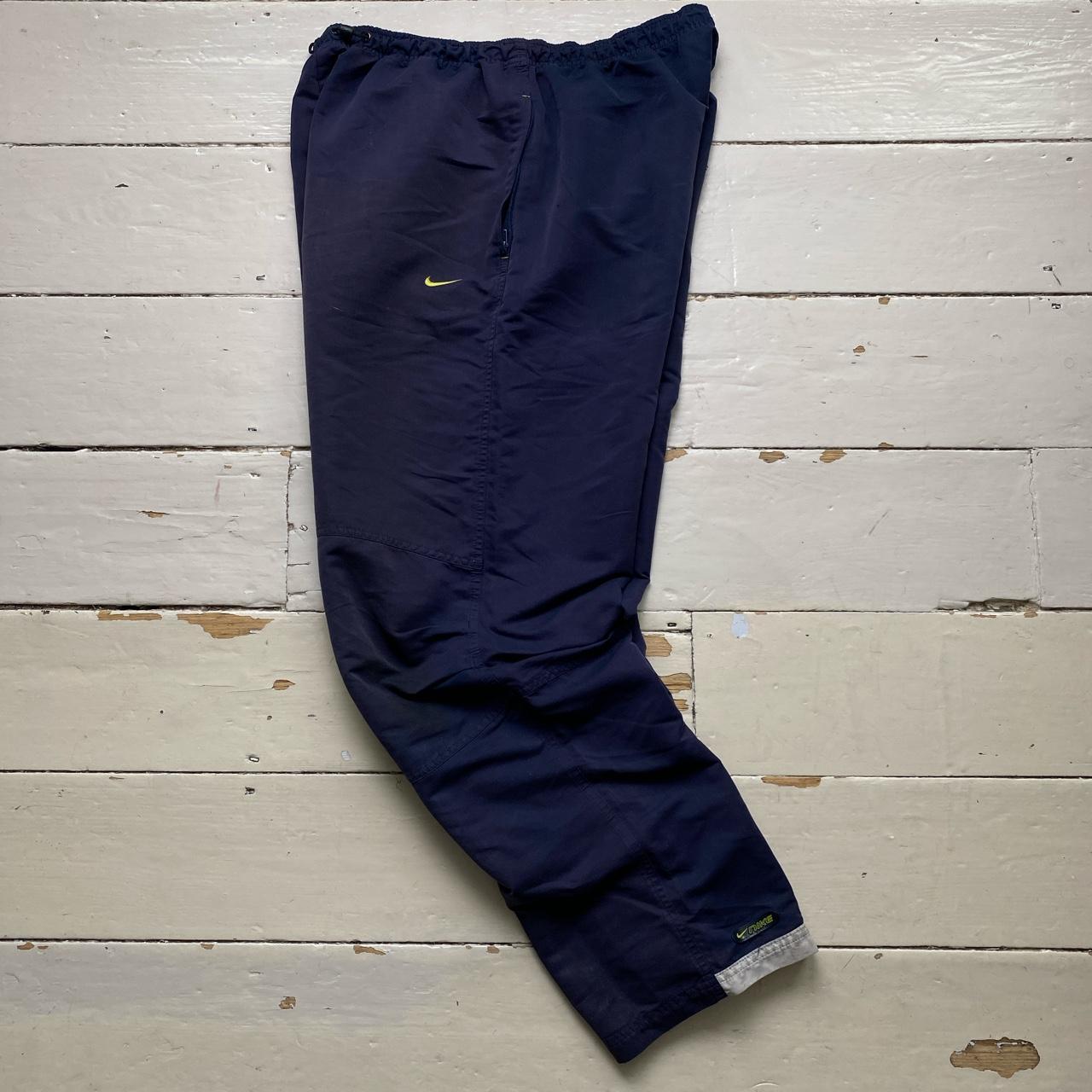 Nike Vintage Baggy Navy and Green Shell Track Pant Bottoms