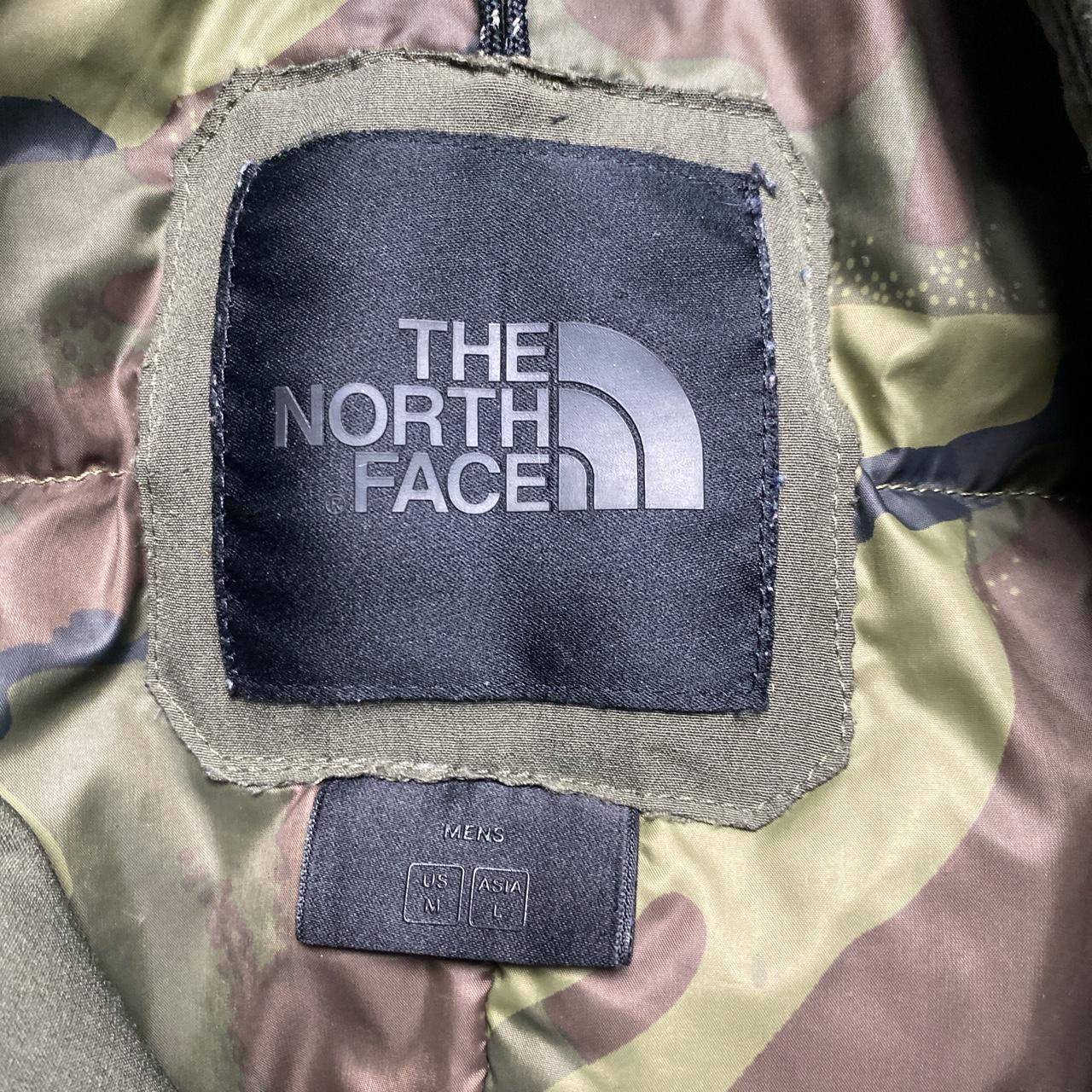 The North Face Windwall Khaki Green Camo Puffer Trench Coat