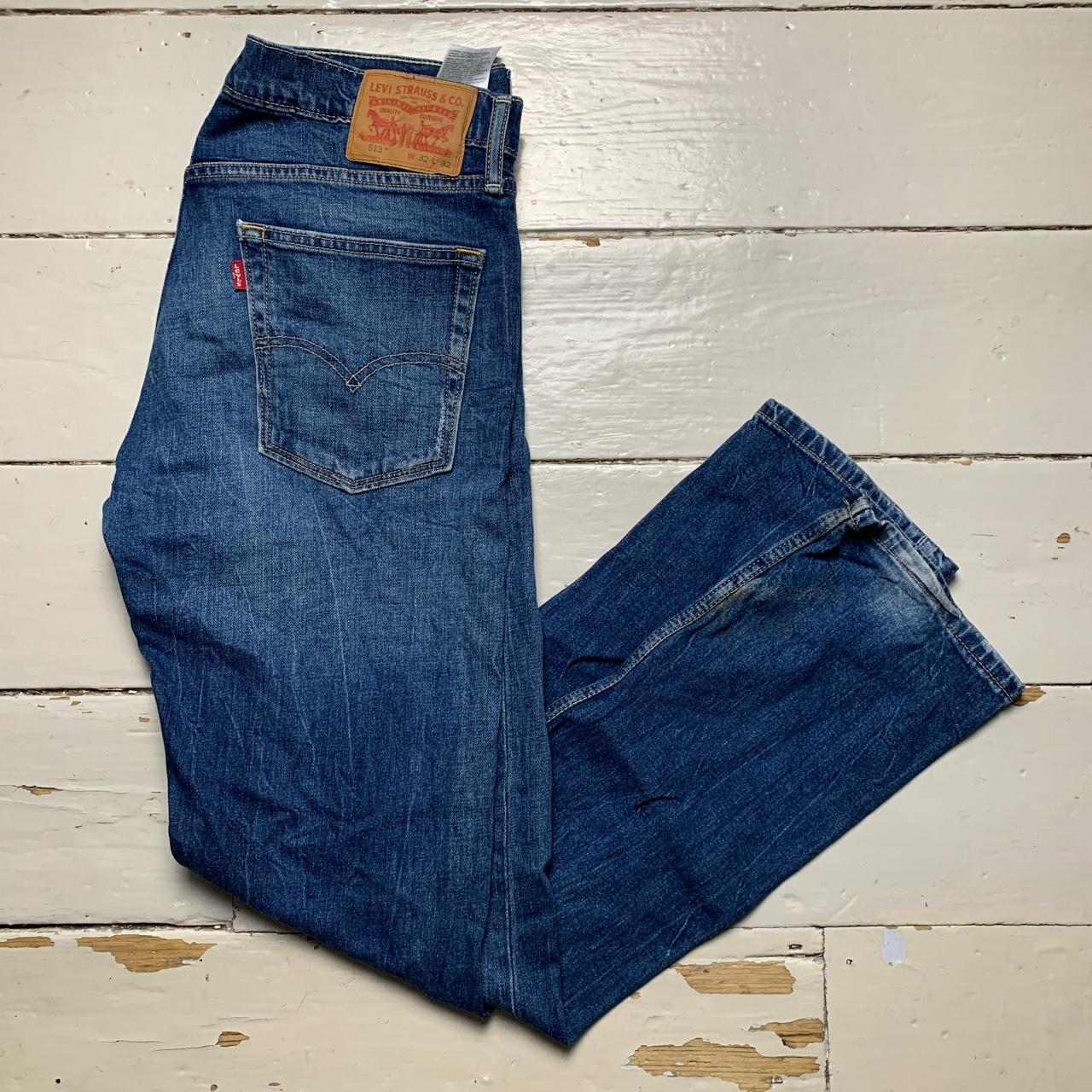 Levis 513 Navy Blue Distressed Jeans