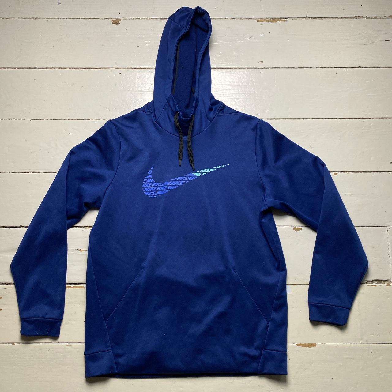 Nike Big Swoosh Blue Dri Fit Hoodie