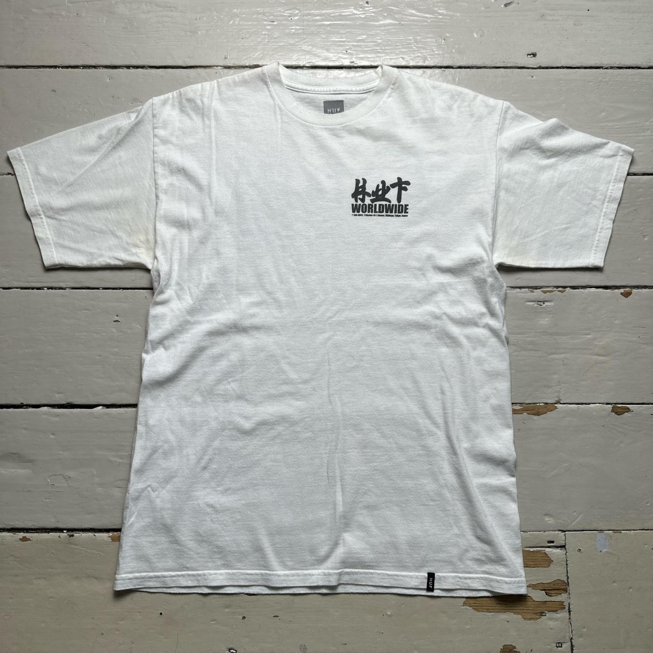 HUF Japanese Print White and Black T Shirt