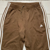 Adidas Performance Essentials Brown and White Three Stripe Vintage Joggers