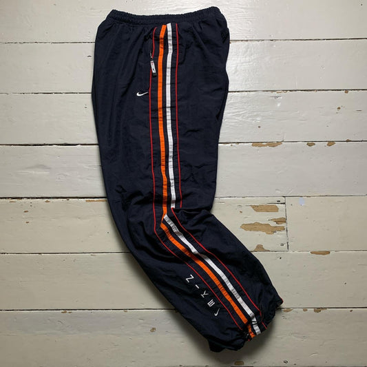 Nike Vintage Swoosh Baggy Shell Track Pant Bottoms Navy White Orange and Red