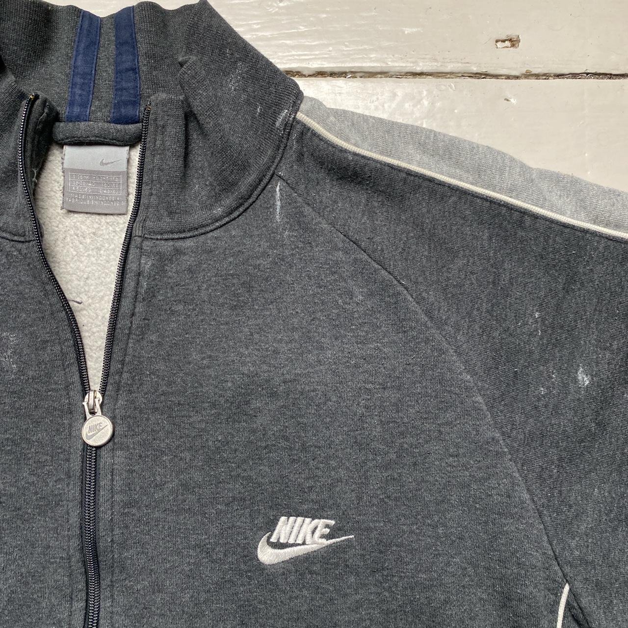 Nike Vintage Grey and White Swoosh Zip Jumper