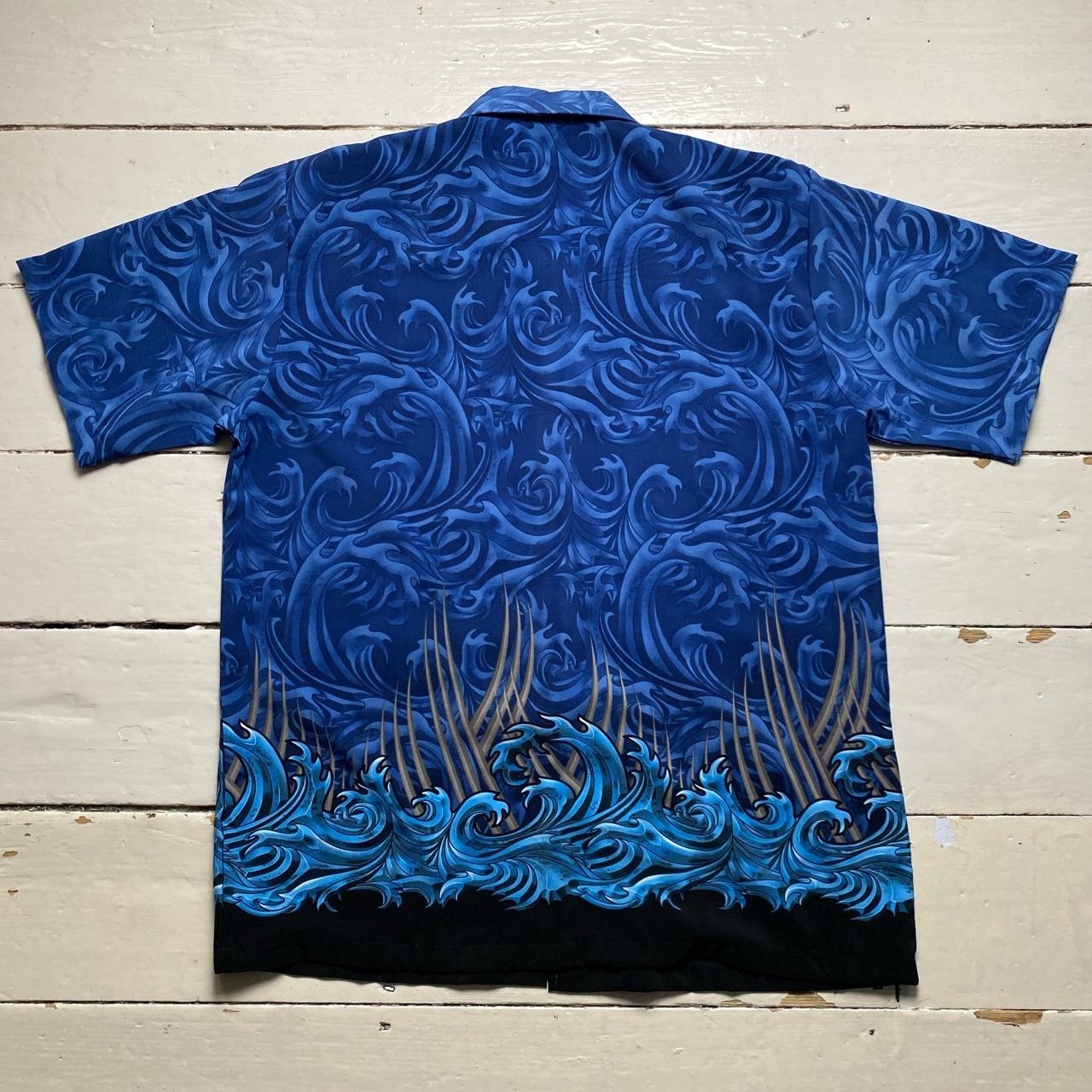 ODO Vintage y2k Flames and Waves Japanese Silk Shirt