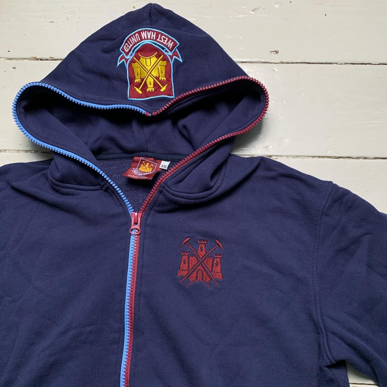 West Ham United Full Zip Vintage Merch Football Hoodie