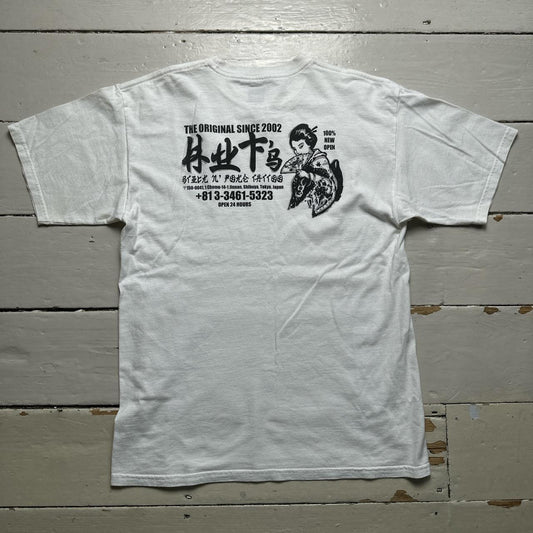 HUF Japanese Print White and Black T Shirt