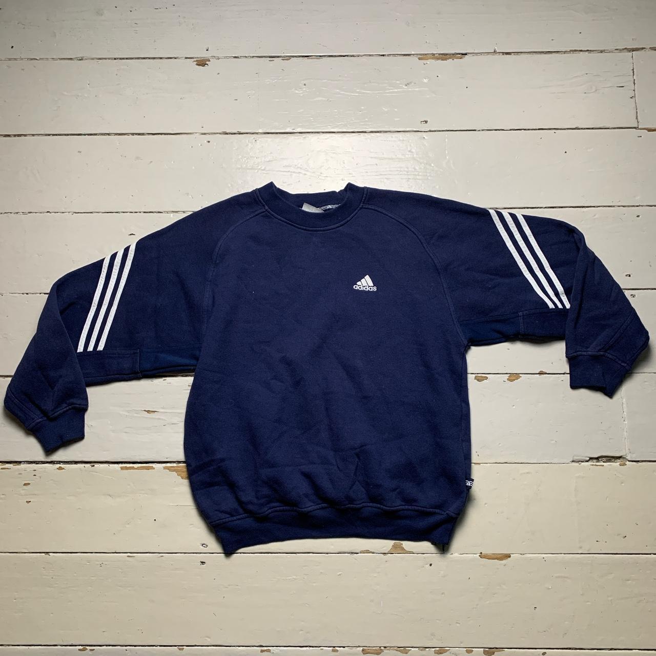 Adidas Navy and White Jumper