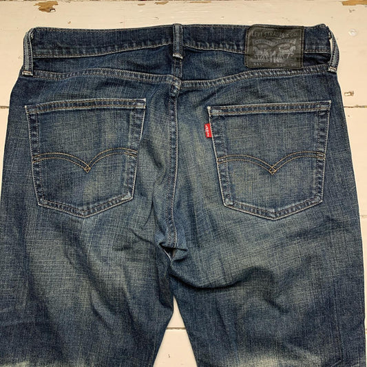 Levis 511 Navy Distressed Stonewash Jeans