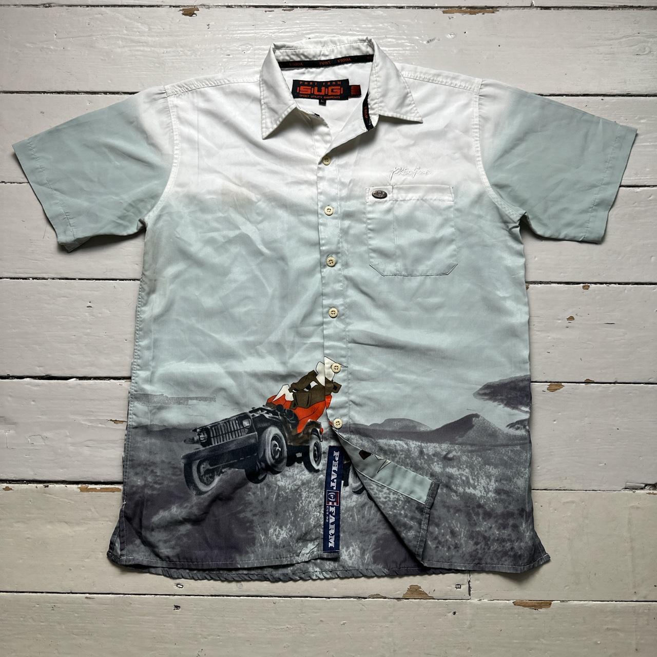 Phat Farm Vintage Silk Bull Hummer Print Shirt