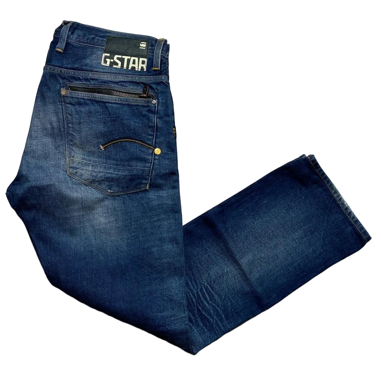 G Star Navy Stonewashed Jeans (36W)