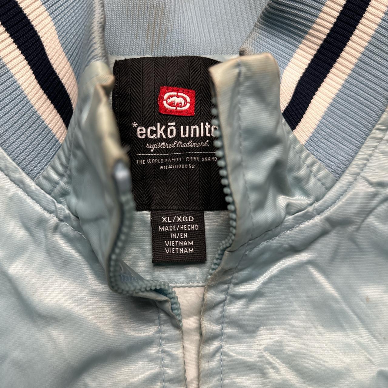 Ecko UNLTD Vintage Navy and Baby Light Blue Varsity Bomber Jacket