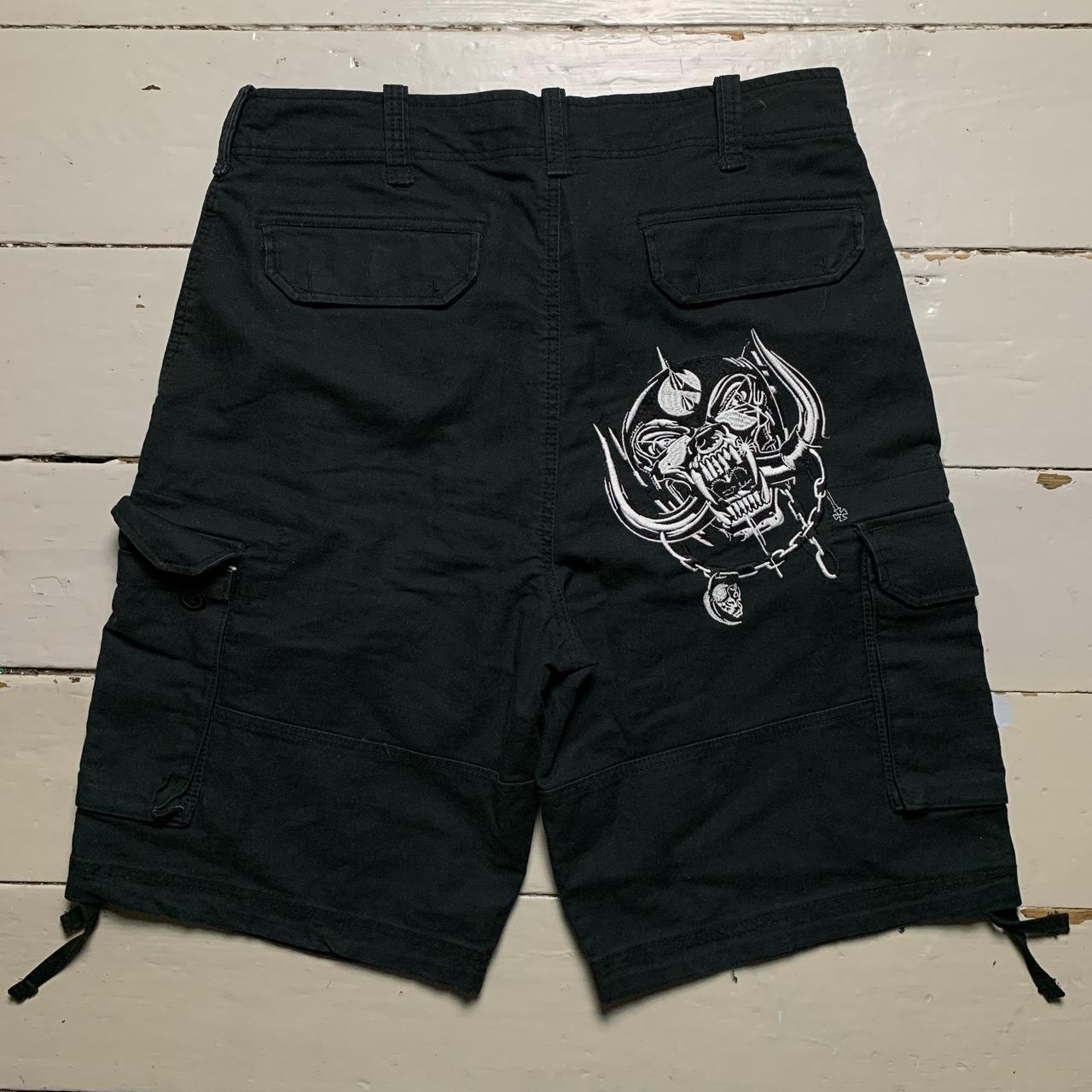 Motörhead 2008 Cargo Shorts Black and White Embroidery