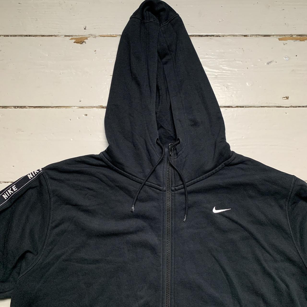 Nike Black and White Swoosh Tape Repeat Logo Hoodie