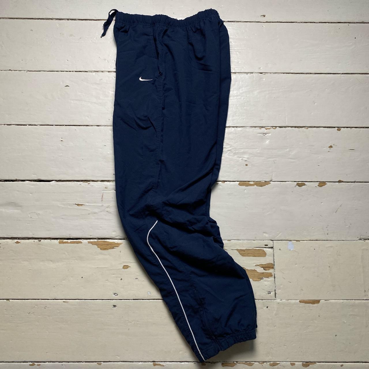 Nike Vintage Swoosh Navy and White Baggy Shell Track Pant Bottoms