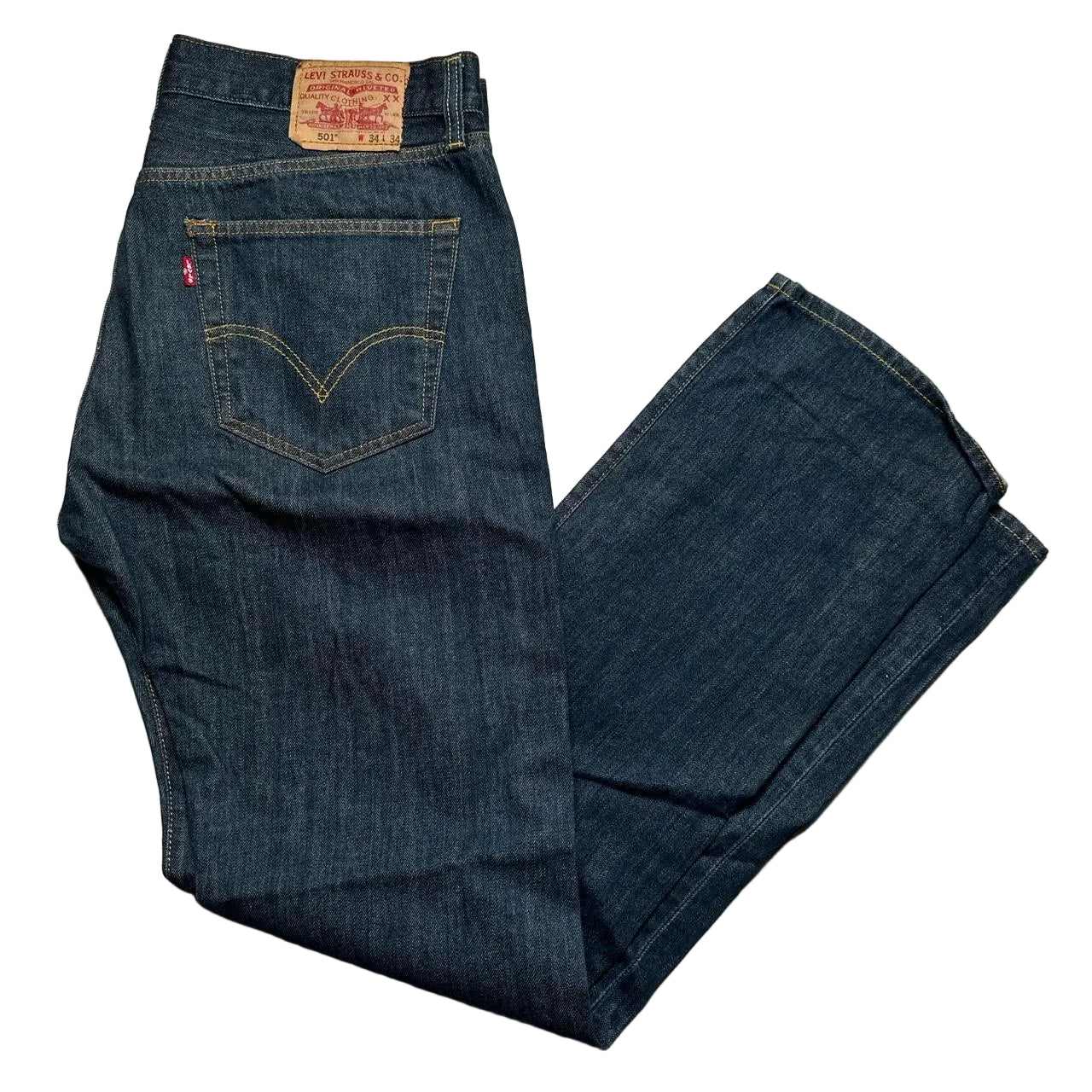 Levis 501 Dark Navy Baggy Vintage Jeans (34W)