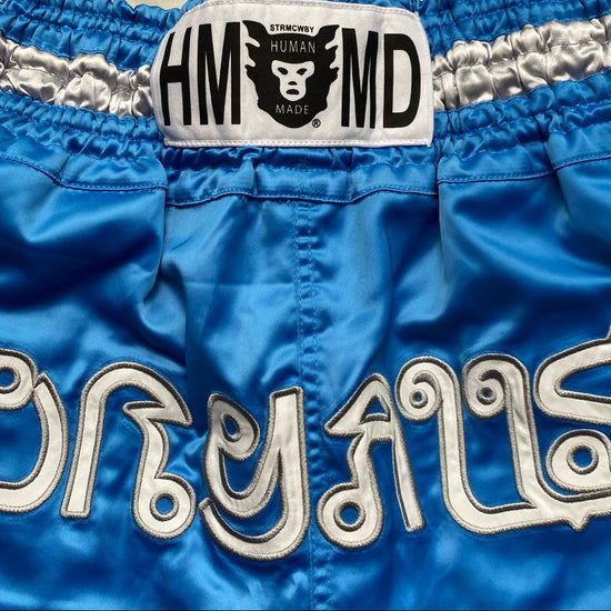 Human Made Muay Thai Blue and Silver Boxing Shorts (L)