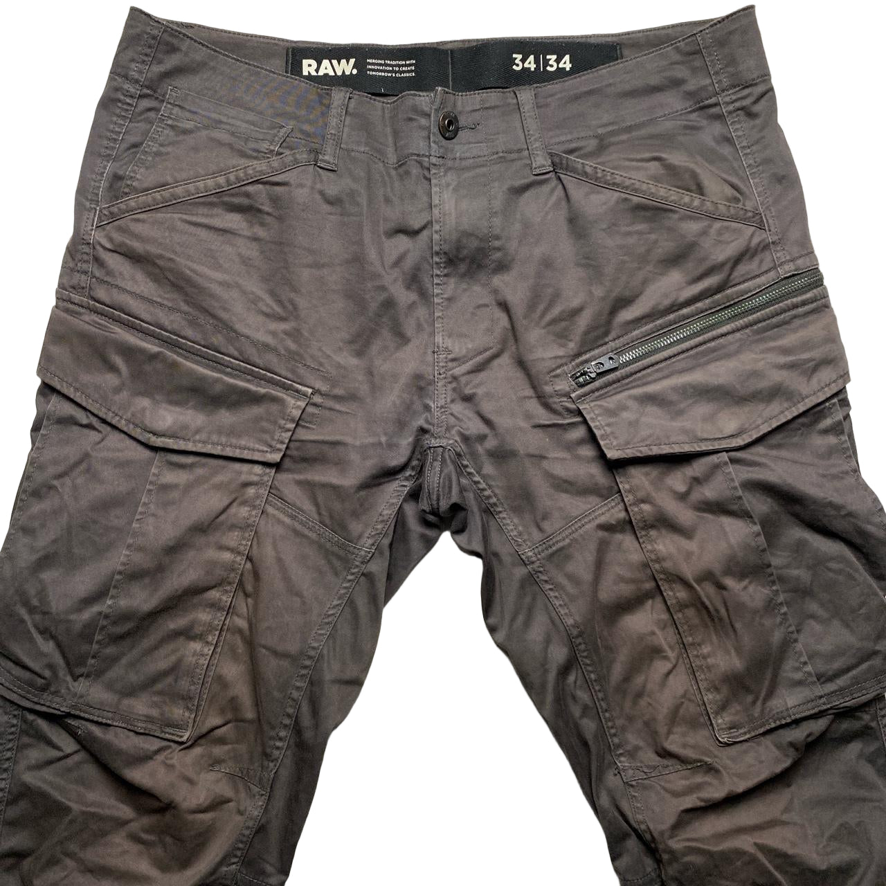 G Star Raw Brown Cargo Combat Army Trousers (34W)