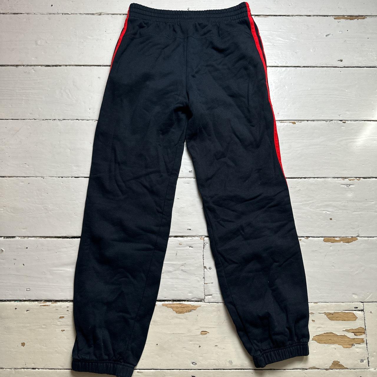 Adidas Black and Red 3 Stripe Joggers