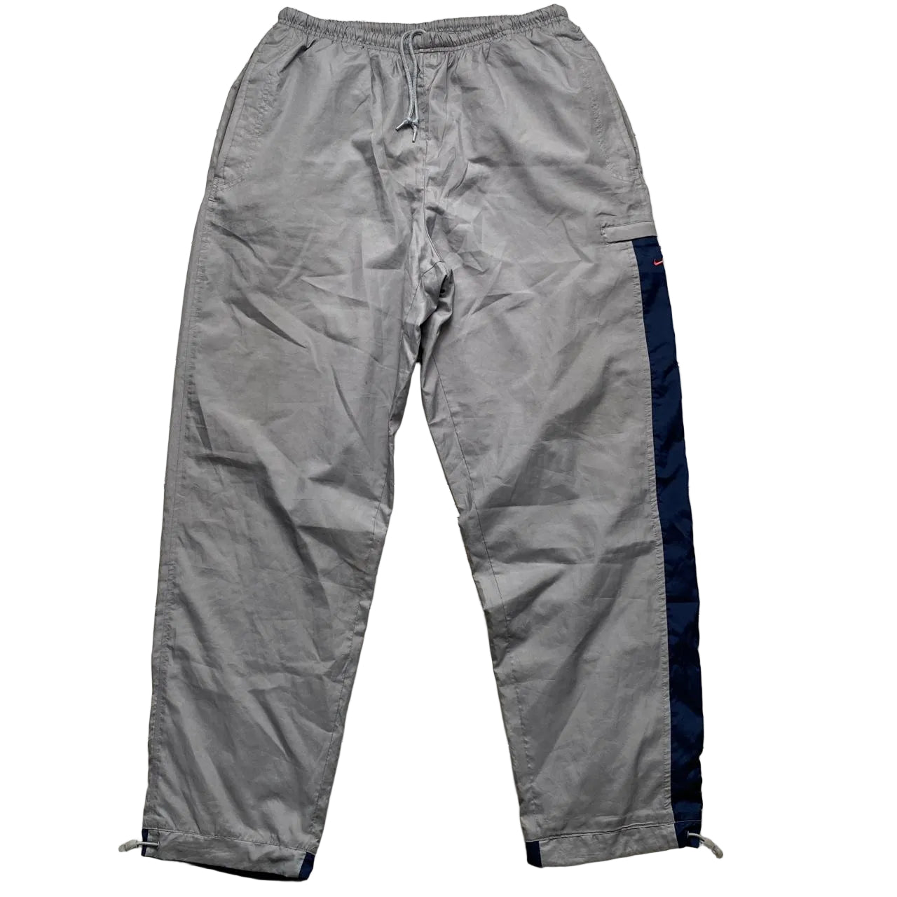 Nike Vintage Baggy Track Pant Cargo Style Shell Bottoms Navy Grey and Red (XL)