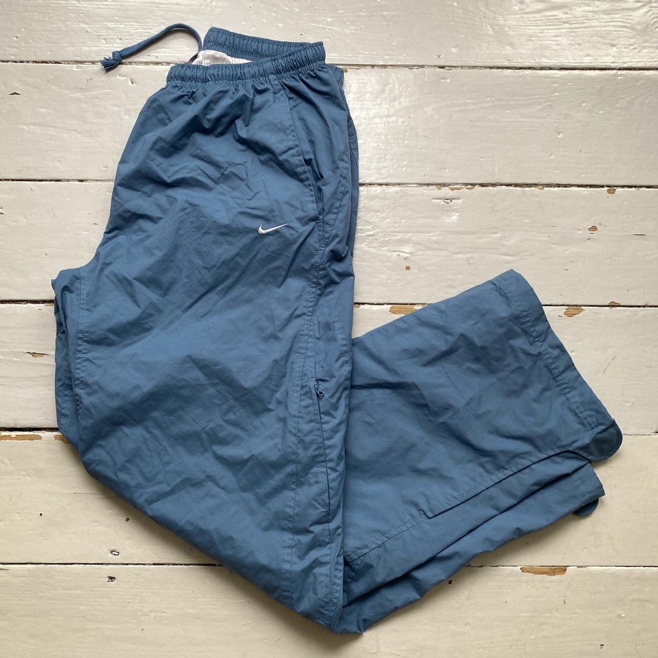 Nike Vintage Swoosh Blue and Grey Baggy Shell Track Pant Ski Trousers